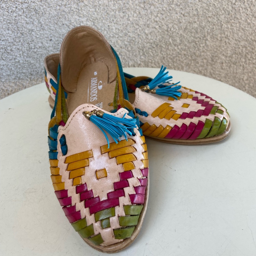 Boho Huaraches flat sandals shoes multi colors 8.5